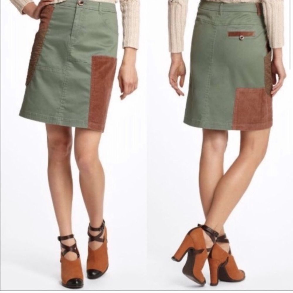 Anthropologie | Anthro Meadow Rue Patchwork Cargo A-Line Skirt Pockets sz 4